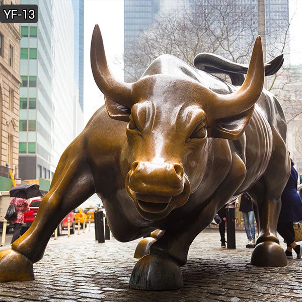 Wall Street Bull Desk Statue | Stock Market Bull Sculpture