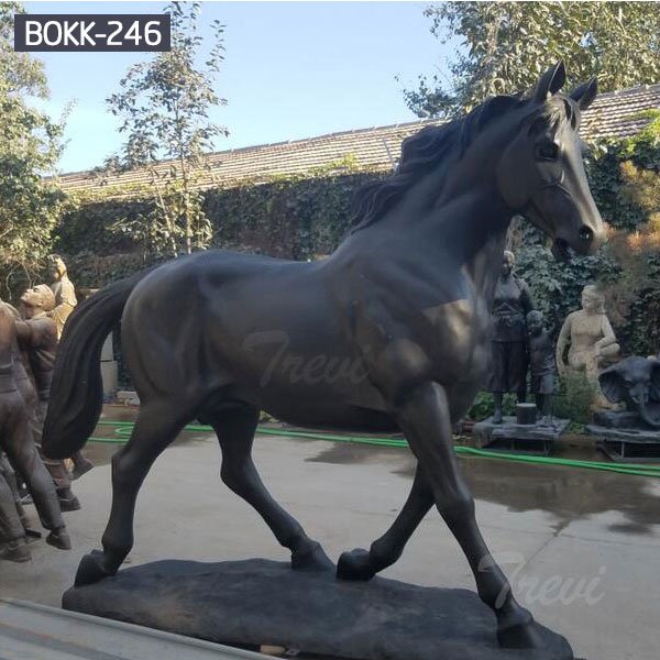 Life size black bronze running horse statues outdoor garden decor–BOKK-246