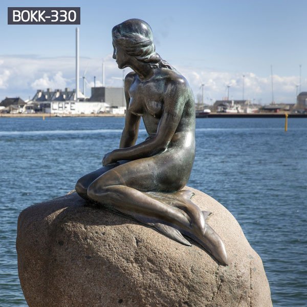 Original little mermaid on rock garden bronze statues for sale