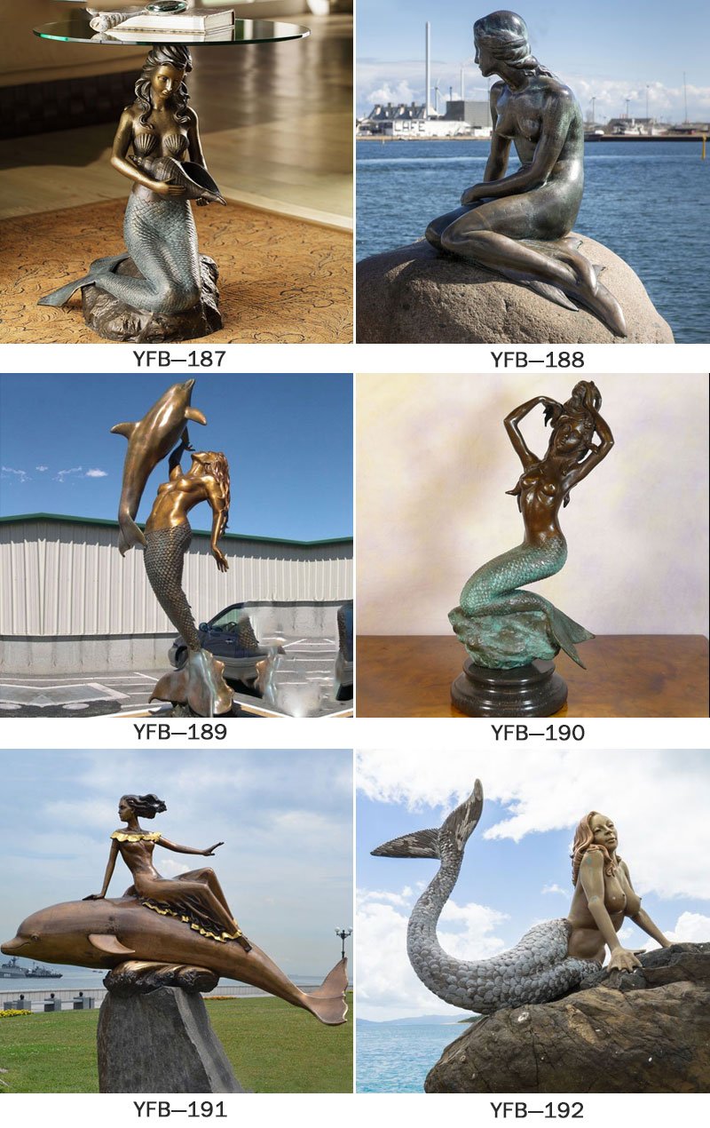 Bronze little mermaid garden statues designs