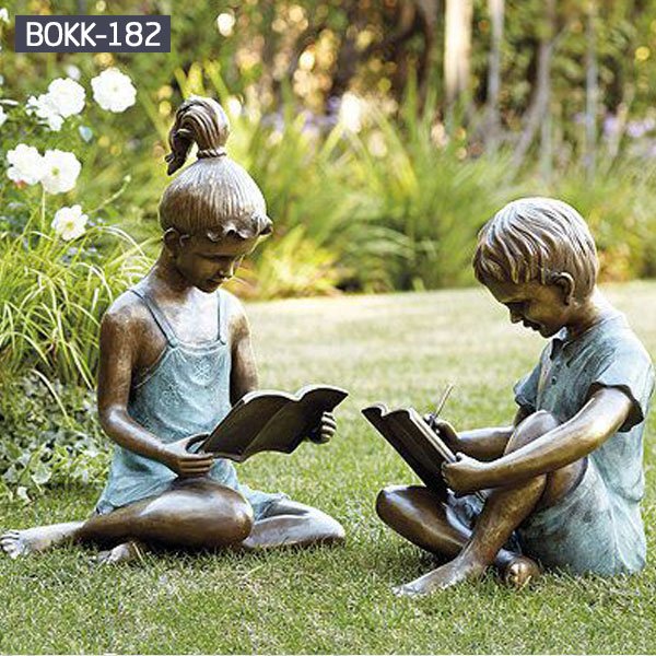 Buy boy girl reading garden bronze statues for outdoor lawn decor