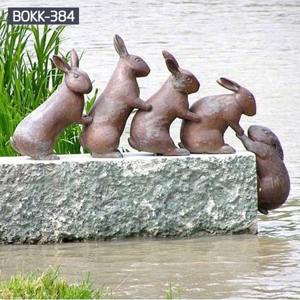 Outdoor garden decor bronze hare sculpture for sale