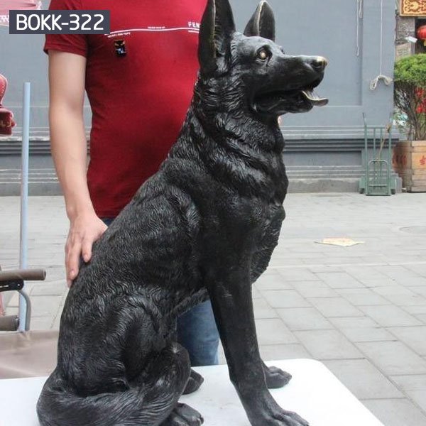 Life size custom made antique hound dog statue bronze garden statue black dog lawn ornamental for memory for sale–BOKK-322