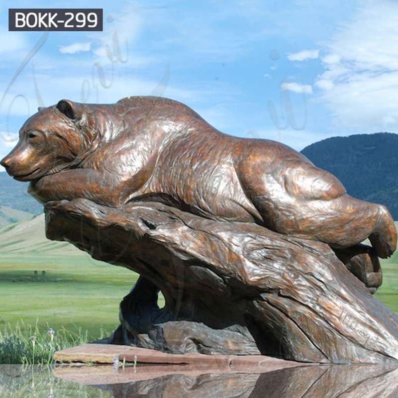 Bronze Lying Life Size Bear Statue Garden for Sale BOKK-299