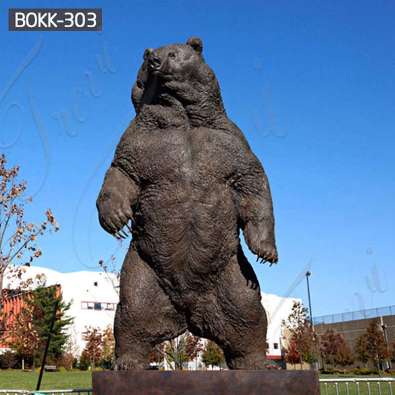 Outdoor Large Standing Bronze Grizzly bear Statue