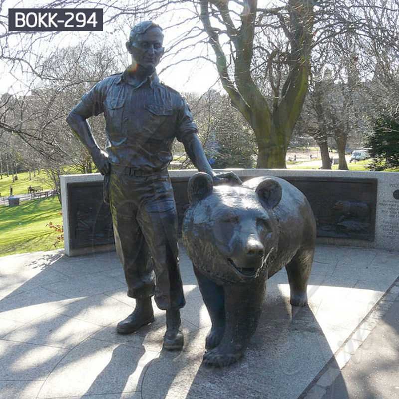 Life Size Bronze Bear and Figure Statue Zoo Decoration