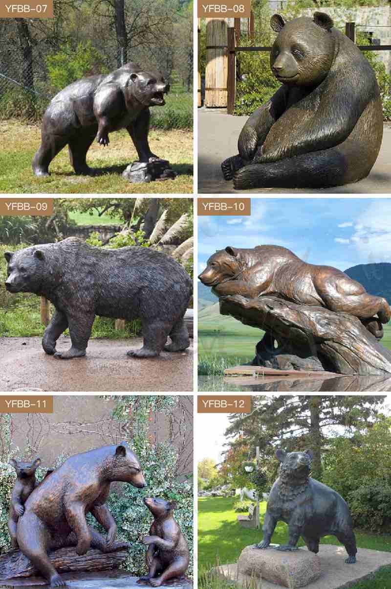Bronze Bear Family Statue Garden Decoration for