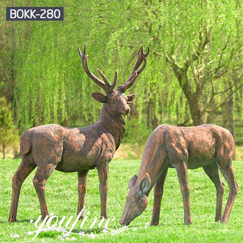 Life Size Bronze Elk and Deer Statue Garden Decor for Sale BOKK-274