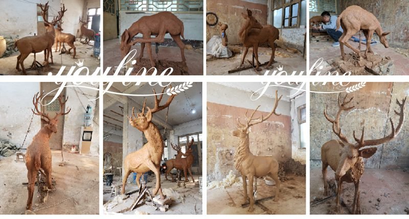 Outdoor Casting Life Size Bronze Elk Statue for BOKK-273