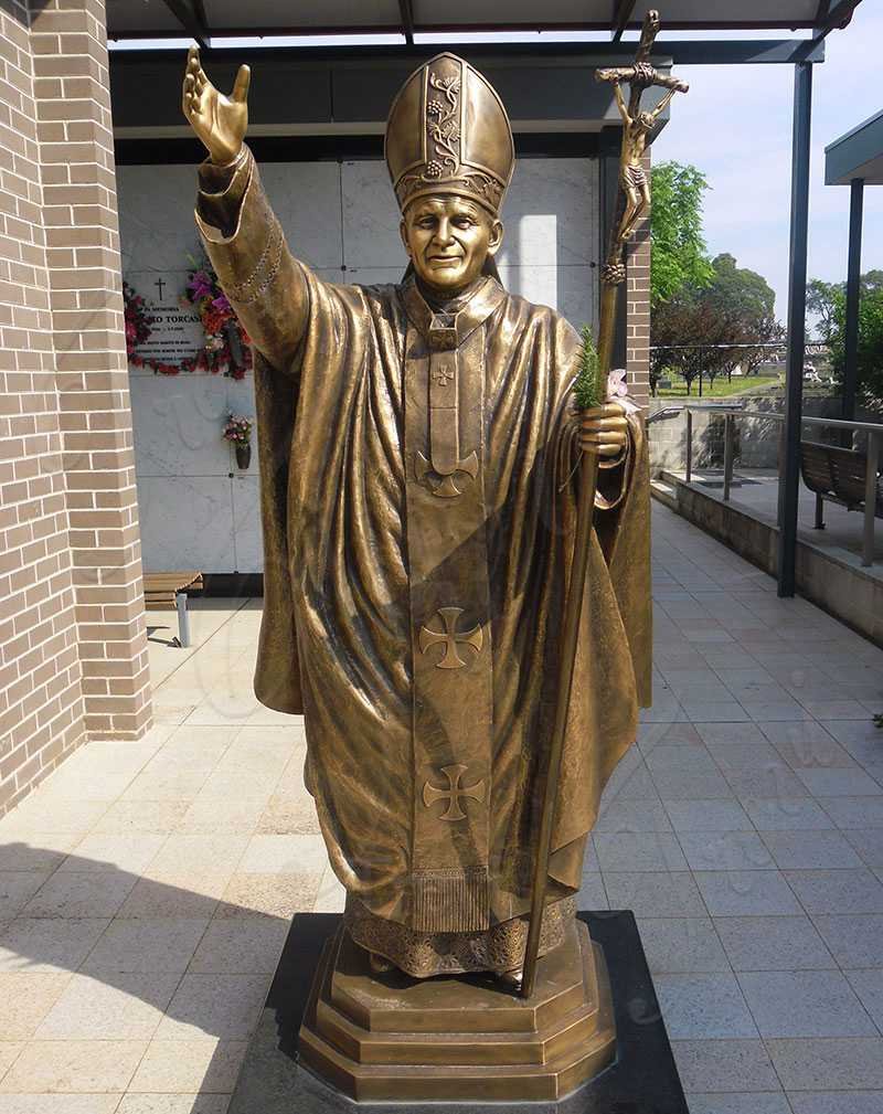 Outdoor catholic garden life size statues of bronze pope for sale