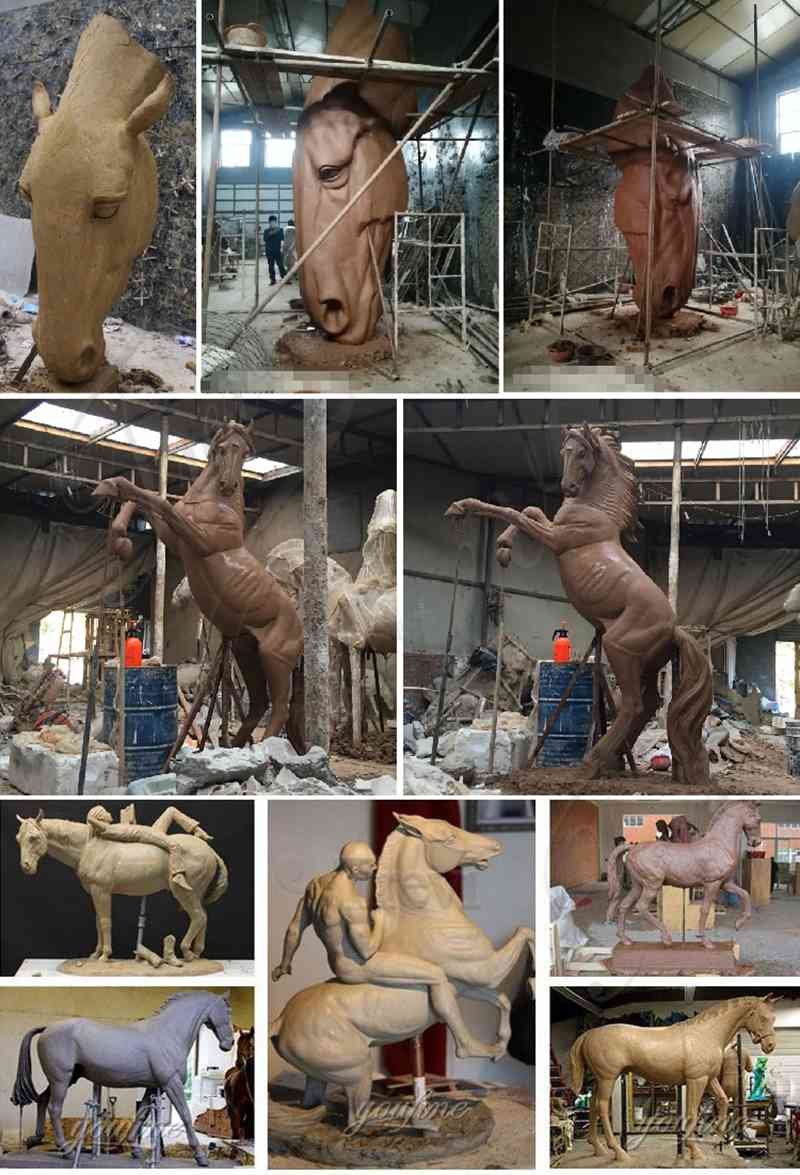 Life Size Cowboy Bronze Racing Horse Statue for Sale BOKK-222 (2)
