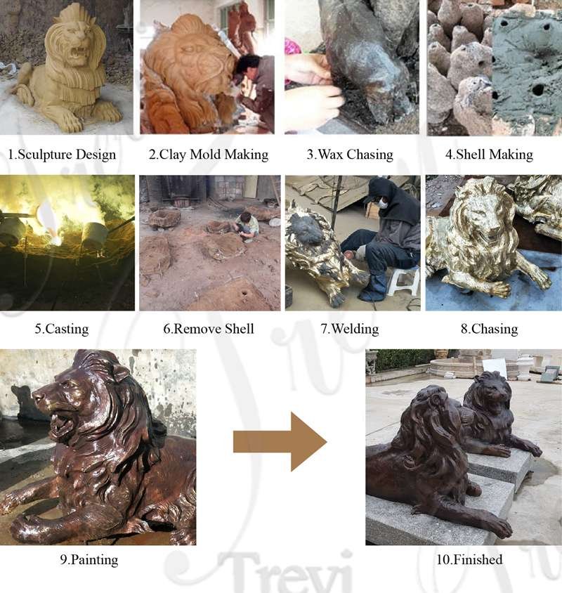 bronze lion statues outdoor -Trevi Sculpture
