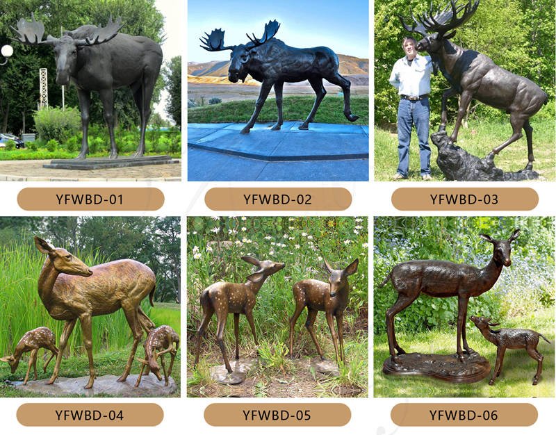 bronze deer statues garden -Trevi Sculpture
