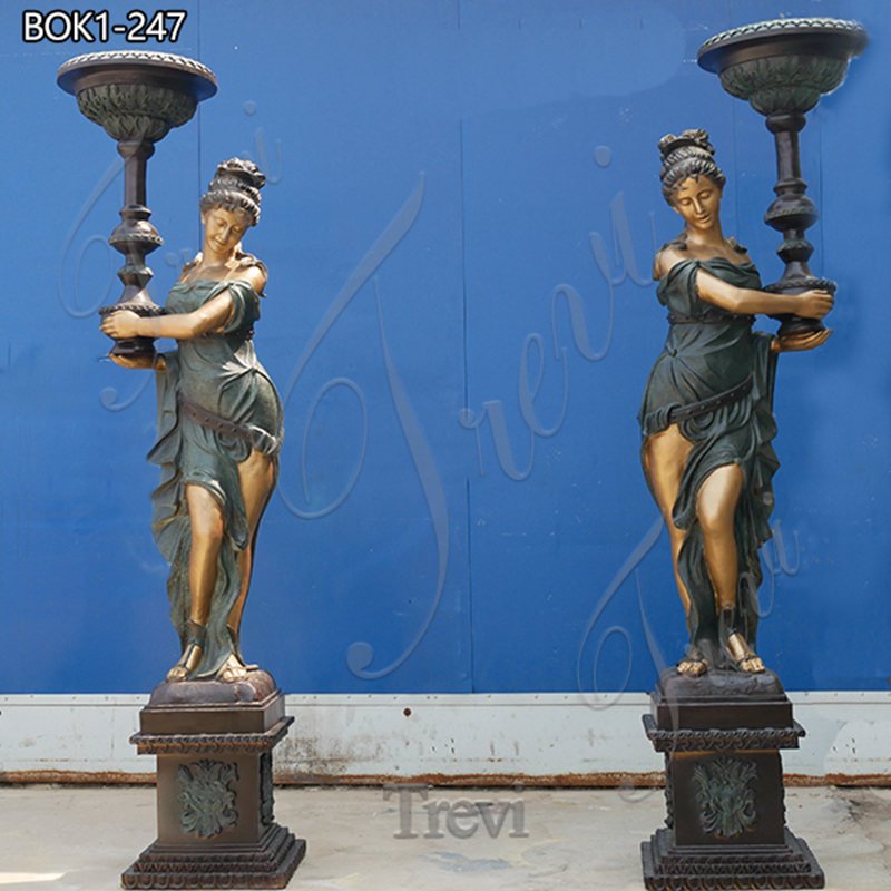 antique bronze statue lamps -Trevi Sculpture