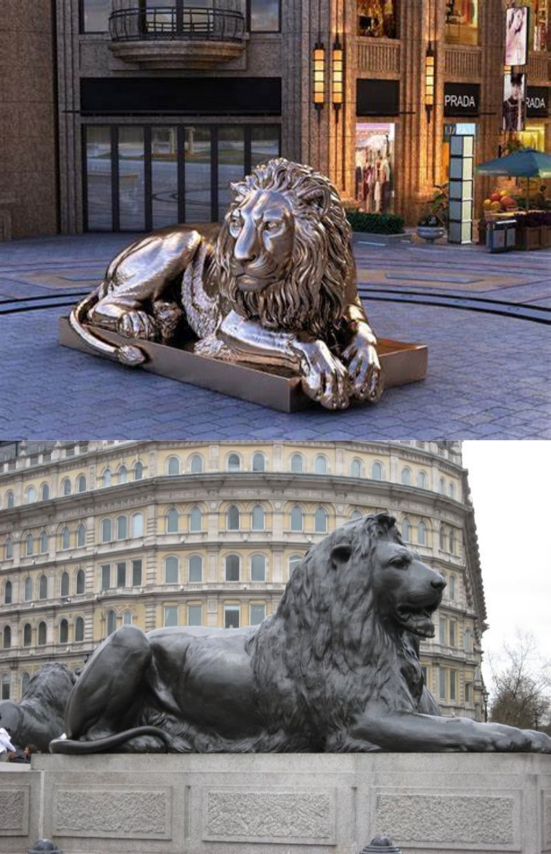 bronze lion sculptures