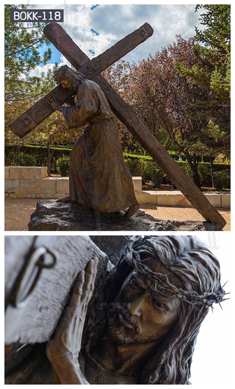 Bronze Jesus Carrying The Cross Statue Detail