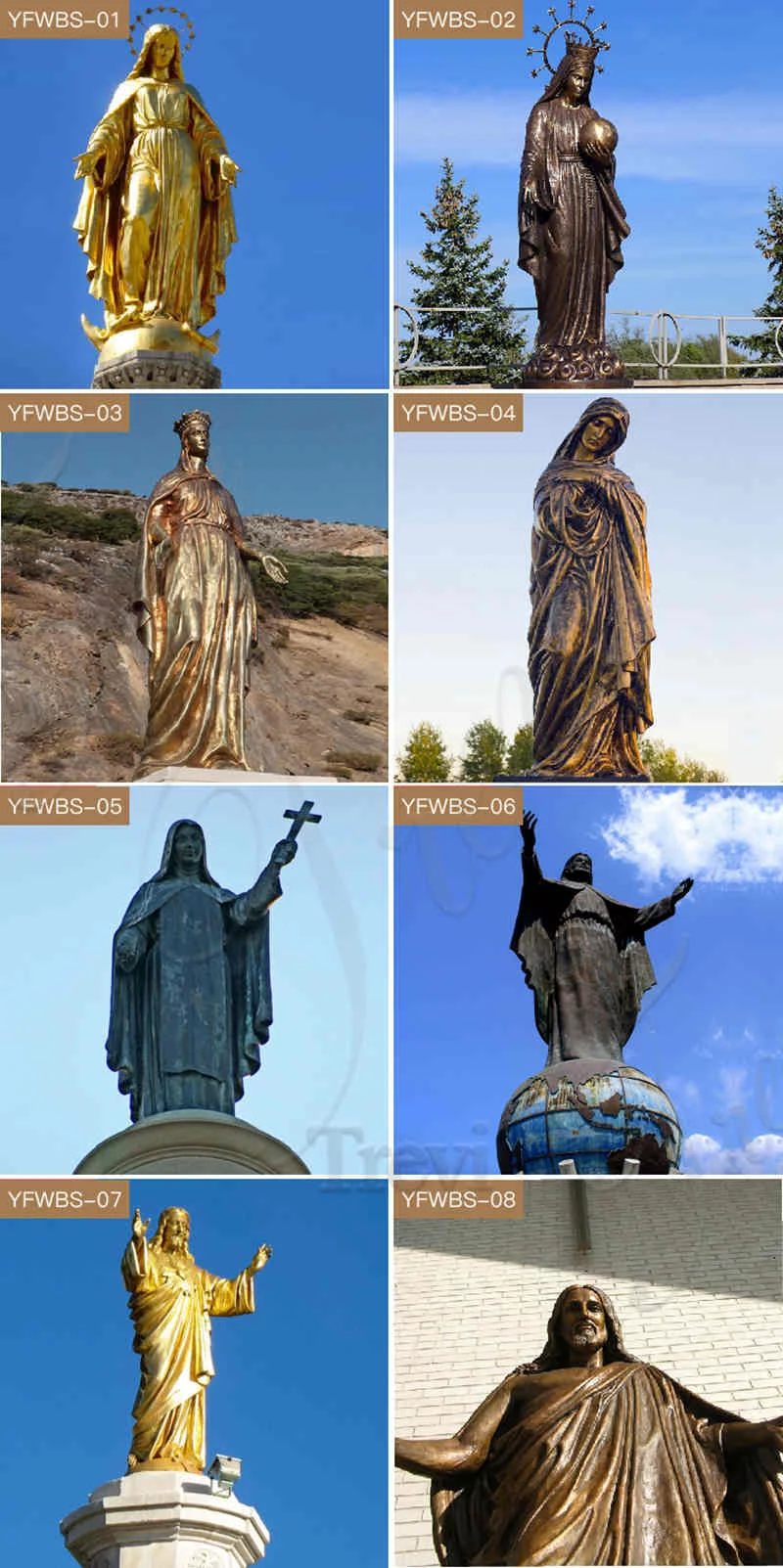 various bronze religious sculptures